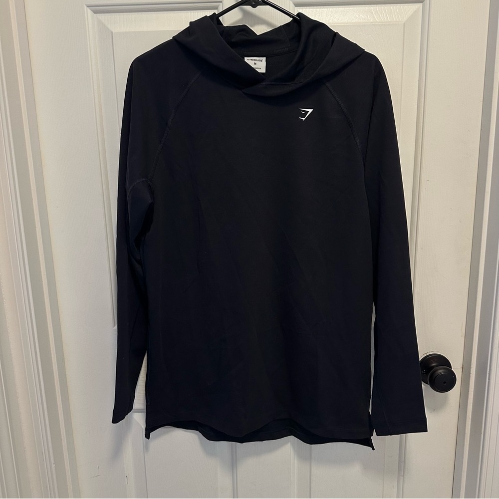 Gymshark Men's Pullover Long Sleeve Black Hooded Sweatshirt Size M